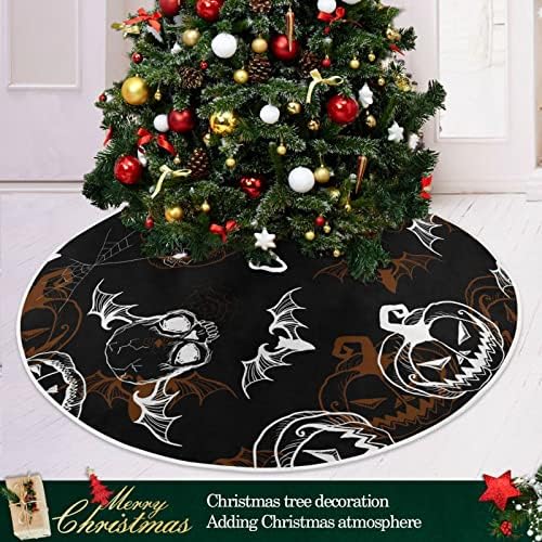 עטלפי גולגולת דלעת Oarencol חצאית עץ חג המולד שחור שחור עכביש 36 אינץ