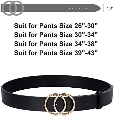 חגורת עור של ג'סגוד 3 חבילה למכנסי ג'ינס, חגורות המותניים של הנשים עם אבזם טבעת כפול
