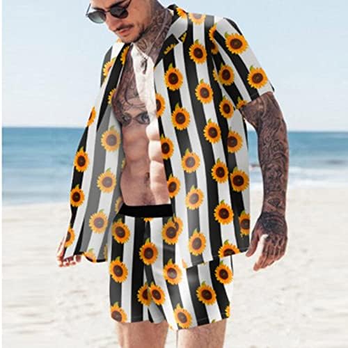 גברים אביב אביב קיץ 2 ערכות חתיכות חוף מודפסות שרוול קצר עליון סט קצר חולצה עליון בגד ים בגד ים גברים