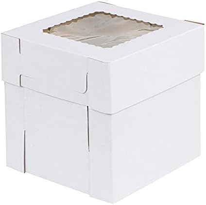 קופסאות עוגה של Spec101 עם חלון, 8 x 8 x 8 אינץ ' - 60 קופסאות מאפה ומכסי מיכל עוגה לפינוקי מאפייה