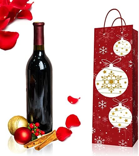צ ' יזאנדו שקיות מתנת יין לחג המולד, 4 יחידות שמפניה נשיאת שקיות מחזיקי נייר קראפט אדום שקיות פינוק לחג
