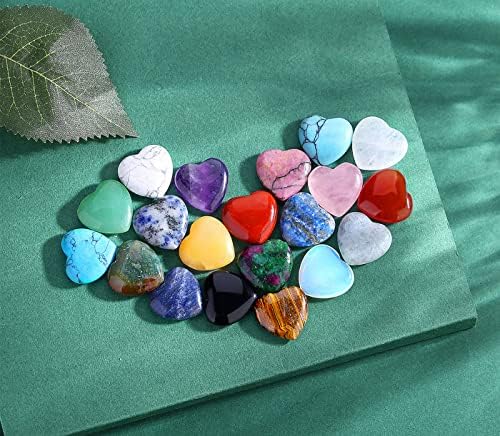 צרור של 20 יחידים גבישים שרביטים ו 20 יח 'גבישי לב טבעיים ריפוי אבני כיס גביש גביש אבני אבן