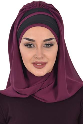 העיצוב של עיישה צעיפי חיג'אב לנשים מוסלמיות, טורבן טורבן עוטף 2 צבעים