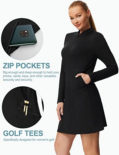 שמלת גולף טניס של ג'ק סמית 'שמלת גולף שרוול ארוך-שרוול לחות שמלת אימון אתלטי עם מכנסיים קצרים 4 כוחות