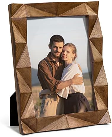 Sonefreiy 5x7 מסגרת תמונה מעץ בית חווה מסגרת תמונה בעבודת יד עיצוב מגולף עם גימור בצבע אגוז כפרי,