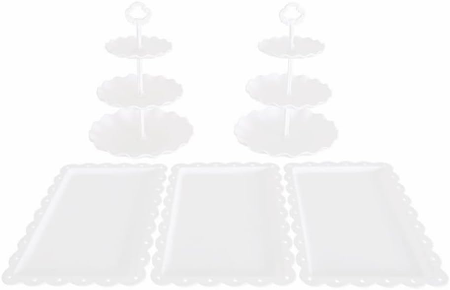 5 מחשבים 3 סט דוכן עוגות שכבות, תצוגת שולחן קינוחים סט עם 2x דוכני קאפקייקס קטנים 3 שכבות + 3x מגשי מתאבן מושלמים