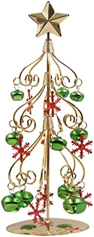 עץ שולחן העבודה של עץ שולחן העבודה של חג המולד מג'ינגל פעמון מספק עץ חג המולד עם אורות קישוטי מתכת קישוטים לחג