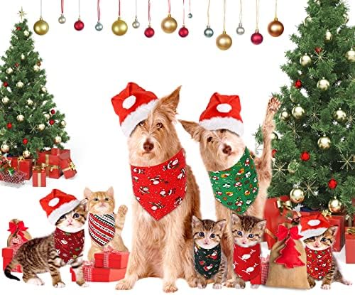 חג המולד כלב בנדנות מתכוונן חתול כלב ריר סינר צעיף עם סנטה קלאוס איילים דפוס משולש גור בנדנה עבור חג