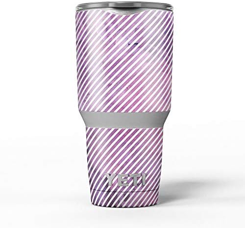 תכנן קווים משופעים לבנים על אדים ורודים - ערכת גלישת ויניל מדבקות עור תואמת עם כוסות הכוס של Cooler Cooler