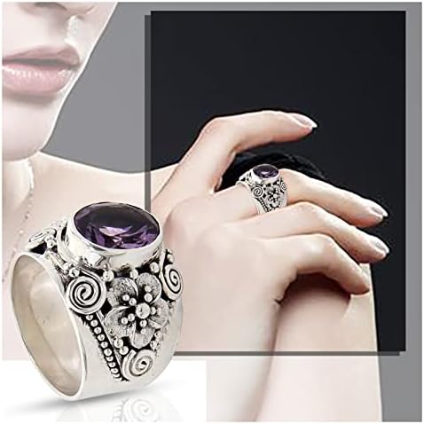 טבעות לנשים 2023 מתנות ליום הולדת תכשיט אמטיסט רטרו טבעת מתנה טבעת תאילנדית טבעת טבעות כסוף טבעות פרחי כסף