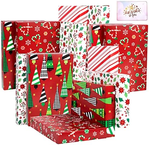קופסאות מתנה לחג המולד של QCQHDU - חבילה של 12 קופסאות מתנה עם מכסים למתנות, ארגזי חולצה לעטיפת מתנות לחג המולד