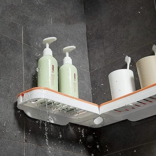 פינת אמבטיה מתלה נטול אגרוף ， מחזיק מתלה לאחסון שמפו עם כוס יניקה, אביזרי מדפי מקלחת סיבוב של 180 מעלות