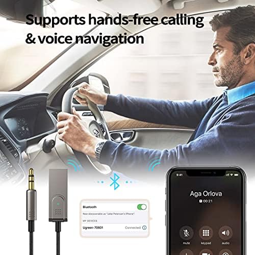 AUX ל- Bluetooth 5.1 מתאם 3.5 ממ מקלט Bluetooth לרכב USB 2.0 עם ערכת מכוניות אלחוטית מיקרופון מובנית