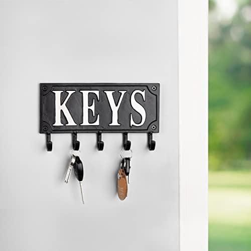 מחזיק מפתח דקורטיבי לקיר - מחזיק מקשים מתכת קולב מפתח קולב לקיר עם 5 ווים מפתח - בית חווה כפרי שיק וינטג 'סגנון