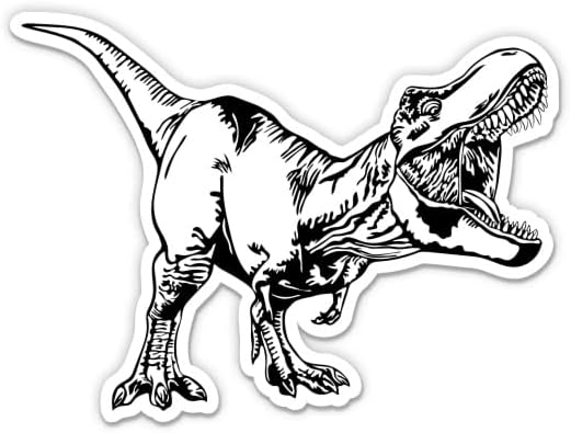מדבקת דינוזאור T -Rex - מדבקת מחשב נייד 3 אינץ ' - ויניל אטום למים לרכב, טלפון, בקבוק מים - מדבקות טרקס