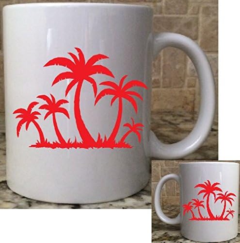 ספל תה קרמיקה כוס ספל 11 עצי דקל חוף טרופי אי אדום מתנה נהדרת מתנה חדשה