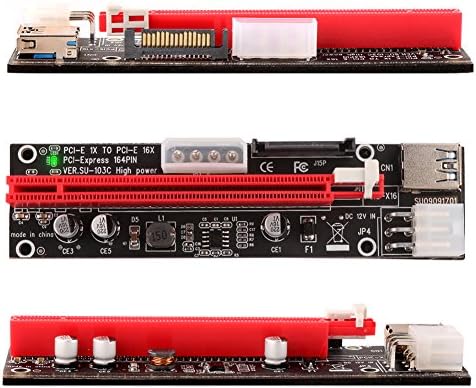 UBIT 6 חבילה אחרון PCI-E GPU Riser Express Cable 16X ל- 1X עם כרטיס LED גרפי Ethereum ETH MANINGED RISER