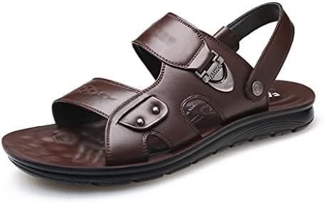 נעלי קיץ של xmtxzym סנדלי עור לגברים סנדלי נעלי חוף מזדמנים סנדלי נעלי פסים חיצוניות נעלי גברים
