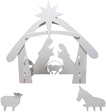 QBomb סצנת לידה חיצונית קישוט לחג המולד - חג המולד למשפחה קדושה סט קישודים לחצר, מדשאה וילידת כנסייה