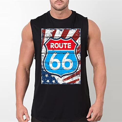 4 ביולי חולצה גברים מסלול 66 פטריוטית אמריקאי דגל חולצה גרפי שרירים גופייה ללא שרוולים חולצות