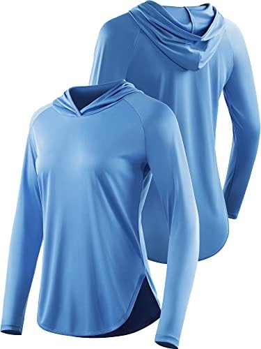 חולצת שרוול ארוך לנשים של קדמוס עם קפוצ'ונים עד 50+ הגנה מפני השמש חולצות טיול בכושר יבש