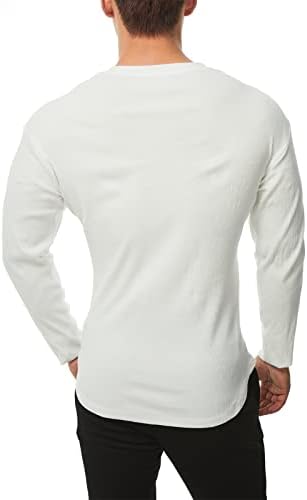 חולצות טריקו לשרירי מתיחה של גברים שרוול ארוך טיז מצולע מזדמן כושר דקי