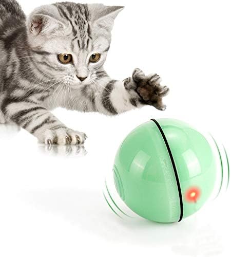 WWVVPET אינטראקטיבי צעצועים לחתולים כדור עם אור LED, 360 מעלות עצמיות סיבוב כדור חכם, כדור חכם USB