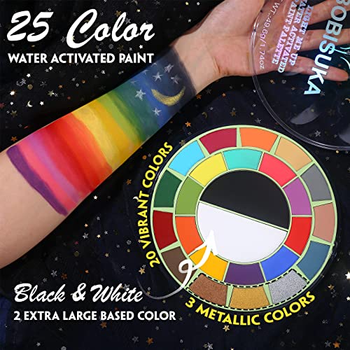 Bobisuka Challoween paint face and Fake Impow Setup - 25 צבעים צבעי פנים מופעלים בצבע גוף + 3 יחידות