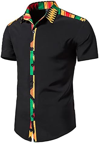 Wenkomg1 חולצות טי קצרות של שרוול קצר לגברים חולצות קיץ באביב חולצות רופפות הדפס אפריקני סווטשירט חיצוני מזדמן
