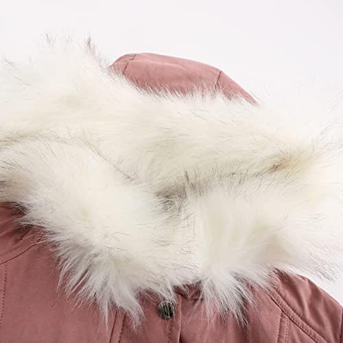 מעילים חמים בחורף לנשים צווארון פרווה עם מעילי ברדס מטה בתוספת שרוול ארוך גודל רוכסן מעלה חזה