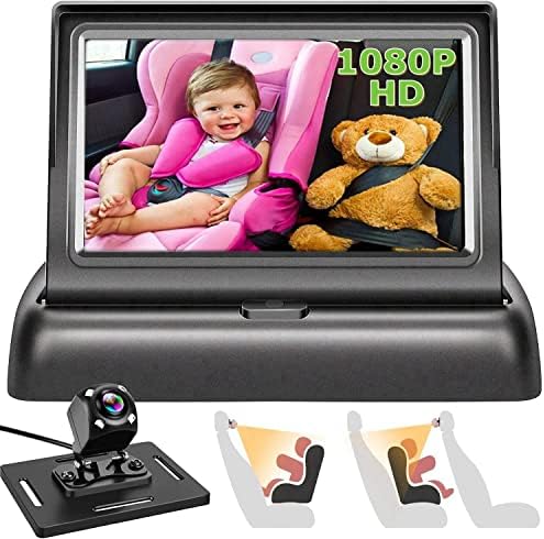 Carthere Trey מראה לרכב לתינוק, 4.3 אינץ 'HD ראיית ראיית ראייה תצוגה, תצוגת מראה של מושב מכונית בטיחותית