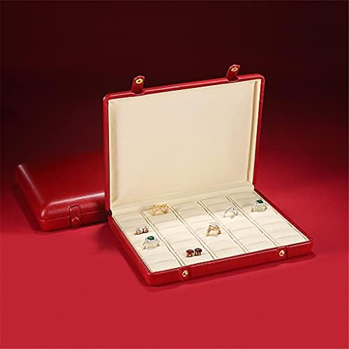 קופסת תכשיטי עור אדומה של WODMB עם טבעות מכסה מחזיק אחסון מחזיק עגיל עגיל קופסת שעון עגיל