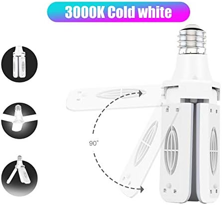 Quanxi 2 חבילות LED אורות מוסך 30W, 3000 לומן, אורות תקרה למוסך, E26 Tribright LED תאורה תקרת, 3 לוחות מתכווננים