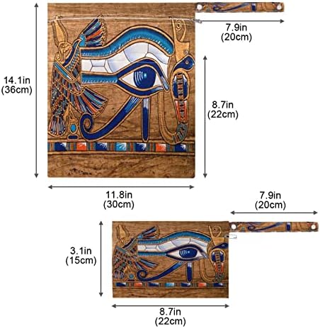 תיק עתיק של הורוס העתיק עין רטובה 2 חבילה עם רוכסן, וינטג