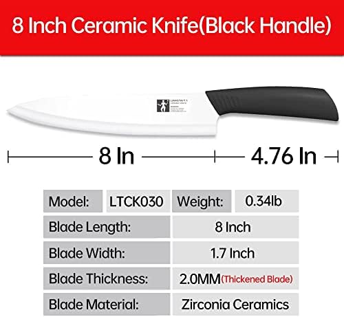 סכין קרמיקה של ליאנגטאי סכין שף 8 אינץ '【עובי להב 2.0 ממ】