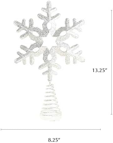 עץ חג המולד מכסף טופר מקורה חגיגי חג המולד חגיגית עץ צמרת שלג מתכת קישוט לקישוט ביתי לחג