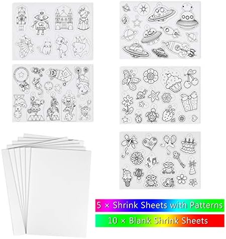 TUPARKA 60 PCS חום מכווץ ערכת גיליון פלסטיק, חבילה יצירתית של Sheets Sheets, כולל 10 יחידות