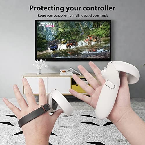 Controller Controller Grips עבור Oculus Quest 2, Silicone Anti-Throw Cover עם רצועות אצבעות מתכווננות, מגן לאביזרי