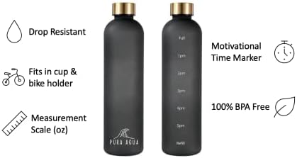 בקבוק מים שחור 32 גרם עם סמן זמן מוטיבציוני