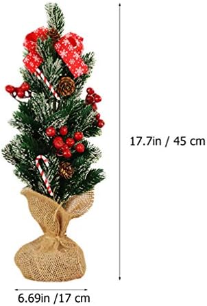 עץ חג המולד של Bestoyard Mini עץ עץ אורן מעוטר שולחן חג המולד עץ עם פינקונה אדום ברי אדום קנדי