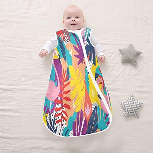 vvfelixl שק שינה לפעוט, עלים צבעוניים פלמינגו שמיכה לבישה לתינוק לתינוק, שק שינה מעבר, חליפת שינה לתינוקות