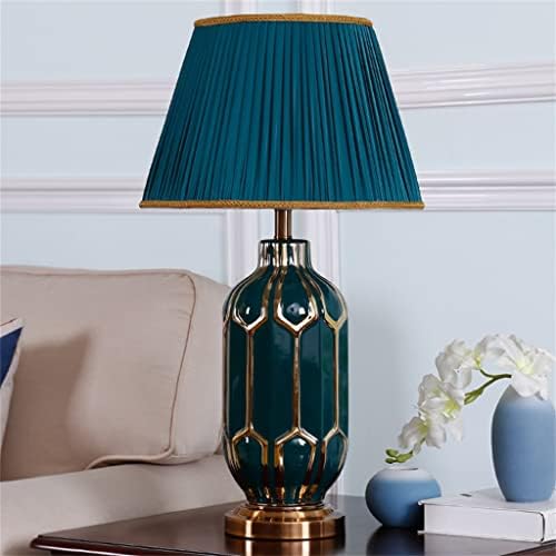 Zyzmh שולחן LED מנורות אידיליות כחולות צבועות ביד קרמיקה מנורה ביתית חדר שינה חדר שינה מנורת מלון