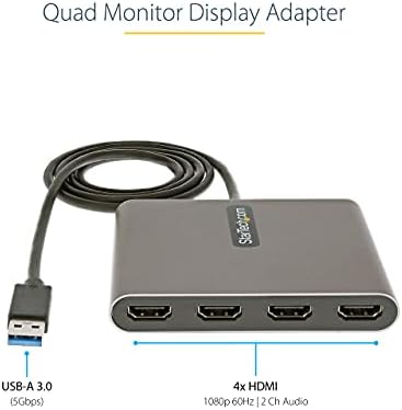 Startech.com USB 3.0 עד 4X מתאם HDMI & Scepter 24 דק מקצועי 75 הרץ 1080p צג LED 2x רמקולים לבניית VGA, מכונה