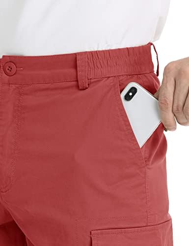 מכנסי מטען לגברים של Magcomsen עם 6 כיסים מתווכחים אלסטיים מעל מכנסי ברך מכנסיים מזדמנים קצרים