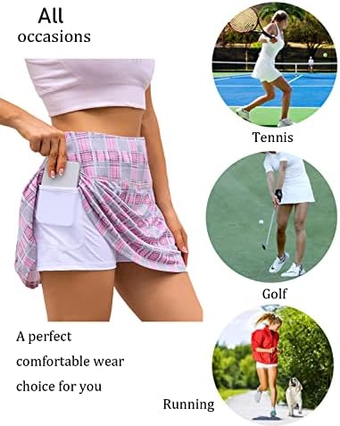 חצאית טניס לנשים של Eishopeer חצאיות מותניים גבוהות עם חצאיות אתלטיות עם כיסים קצרים