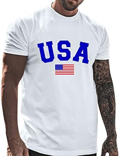 חולצת טריקו ליום העצמאות של ZDFER לגברים 4 ביולי חולצות טי קצרות של שרוול קצר הדפס דגל אמריקה דגל קיץ צוואר צווארון