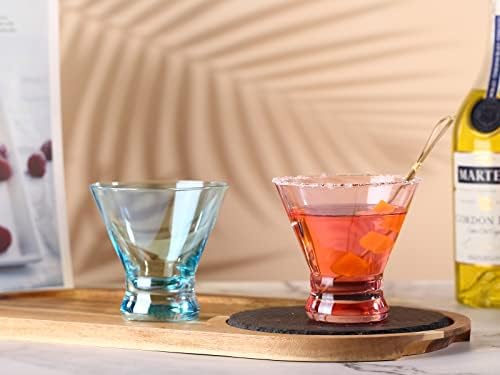 כוסות מרטיני צבעוניות של פיזקואה סט של 6, משקפי קוקטייל צבעוניים, כוס מרגריטה, כוסות קצרות, קוסמו, אספרסו
