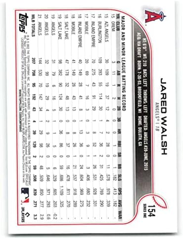 2022 Topps 154 ג'ארד וולש לוס אנג'לס סדרה 1 כרטיס מסחר בייסבול MLB