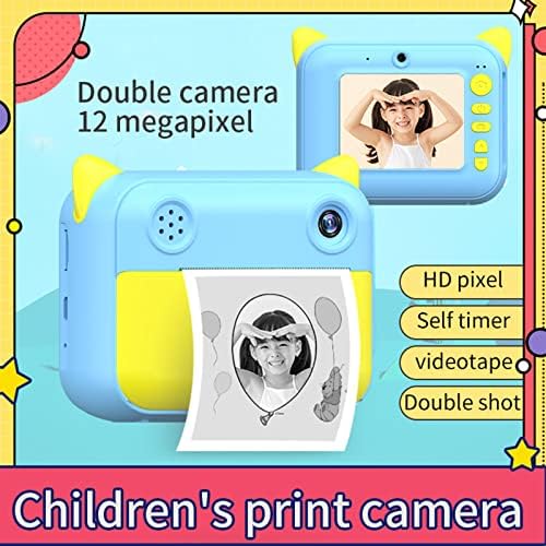 מצלמה לילדים מצלמה דיגיטלית למצלמת פעוטות עם נייר הדפסה, מצלמת וידאו לילדים 12 מגה פיקסל מצלמת סלפי לילדים מצלמת