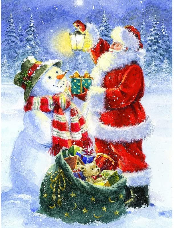 ערכות ציור יהלום לחג המולד למבוגרים, ציור יהלום מלא של DIY, Santa Claus ומלאכות אמנות של שלג למתנה
